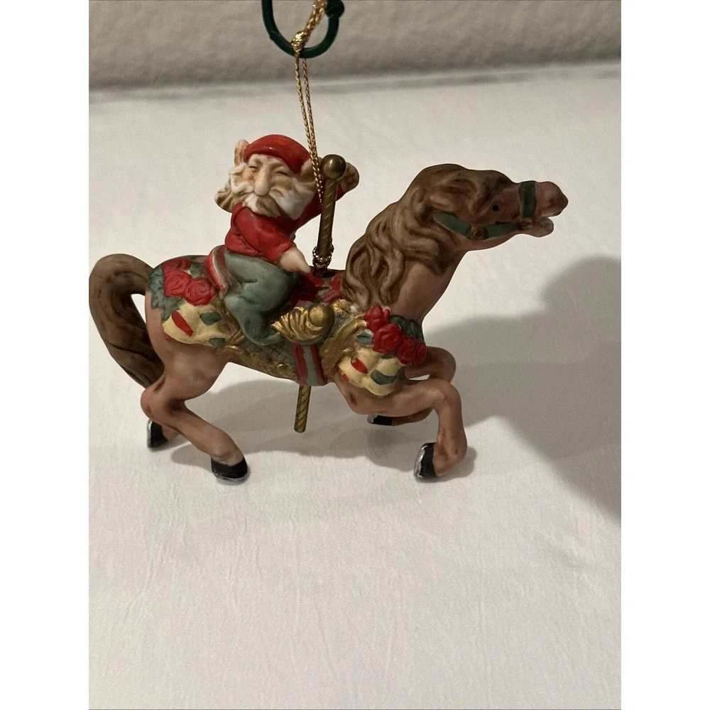 Ornament Elf Vintage WILLITS DESIGNS On Carousel Horse